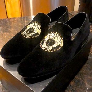 Versace Medusa black Velvet Loafers for Men